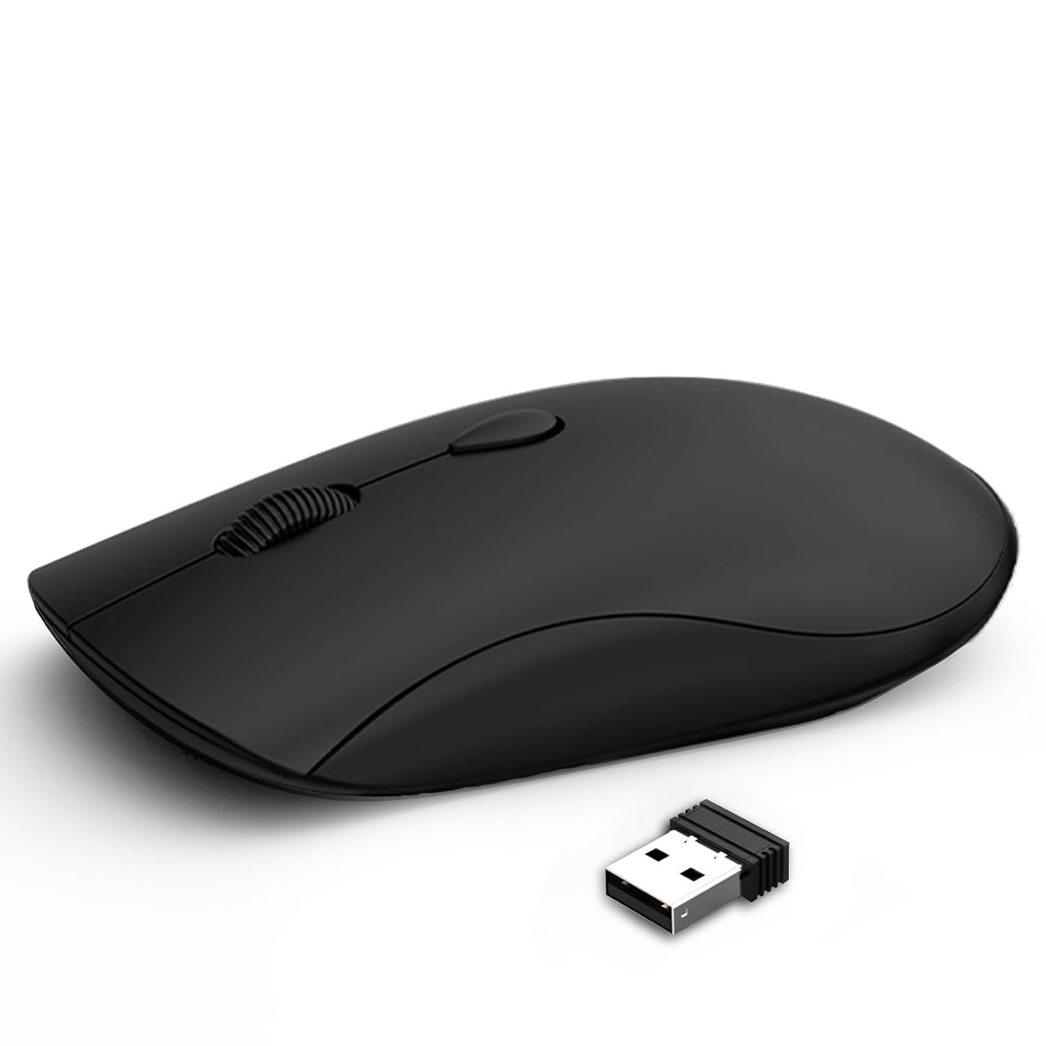 Wireless Mouse for Chromebook, Laptop, PC, Macbook, Slim Portable Optical Computer Mouse with USB Mini Receiver, Quiet Click, 2400 DPI, 2.4GHz Cordless Silent Travel Mobile Mouse - Black