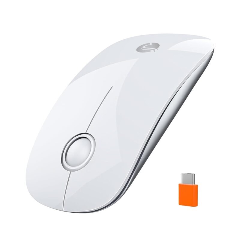 RAPIQUE USB C Wireless Mouse for MacBook, 2.4GHz USB-C Receiver, White