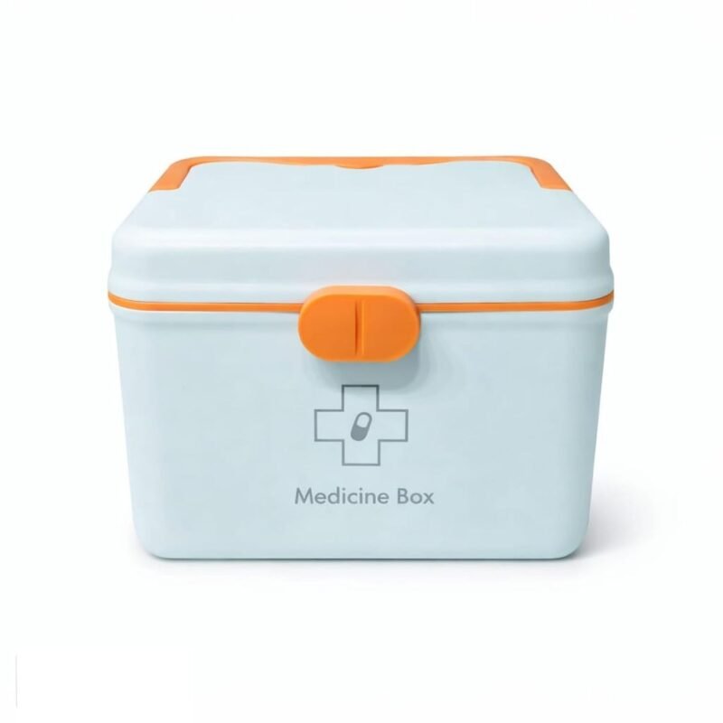 HI MOM Medicine Storage Box with Portable Handle Double Layer Medical Organizer Large Capacity First Aid Box Secure Lock Multi Compartment Medicine Chest for Home Travel Office