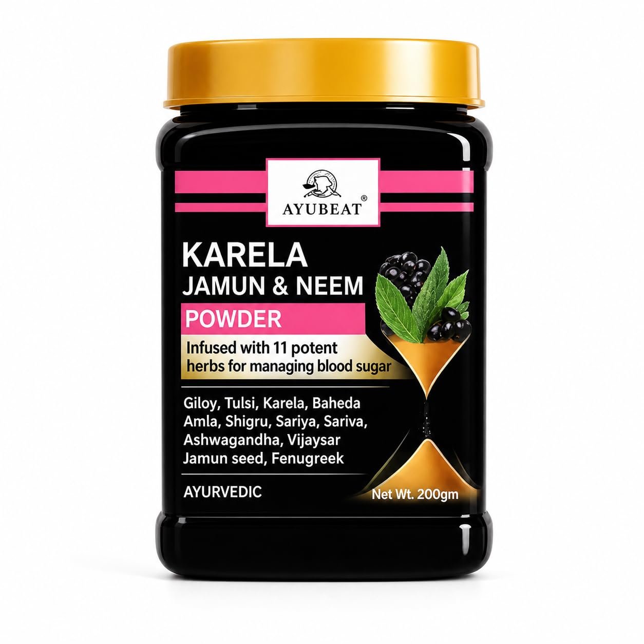 Karela Jamun & Neem Powder (Pack of 1, 200g Each) – Ayurvedic 11 Herb Blend with Giloy, Amla, Vijaysar & Fenugreek for Daily Sugar Balance, Metabolism & Digestive Wellness
