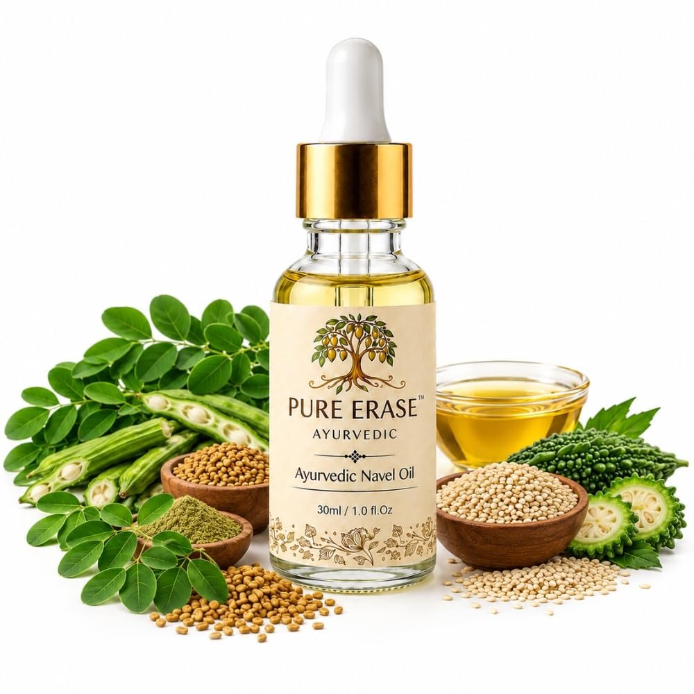 Nabhi Oil for Sugar Control | Ayurvedic Belly Button Oil for Help Blood Sugar Wellness, Cravings & Weight Maintain & Body Detox | Navel Oil Therapy for Overnight Treatment | 30ml