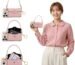 I Phone 17 Pro Max Cover Case Wallet Crossbody I Phone 17 Cover with Card Holder Strap Mini Bag Houndstooth Design for Women | Pink