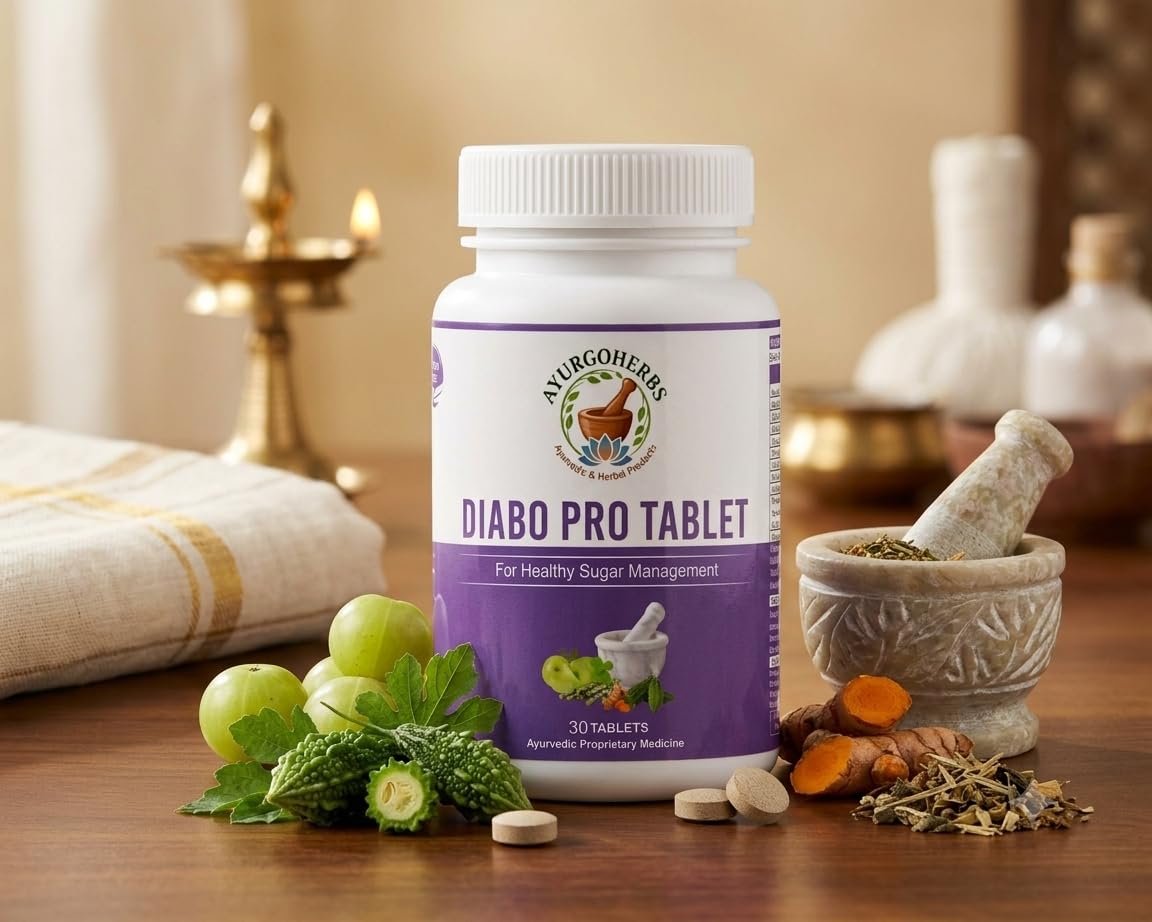 Ayurgoherbs Diabo Pro Tablet for Healthy Sugar Management | Herbal Blend with Amla, Gudmar, Jamun, Karela, Giloy & Turmeric | Ayurvedic Formula | 30 Tablets