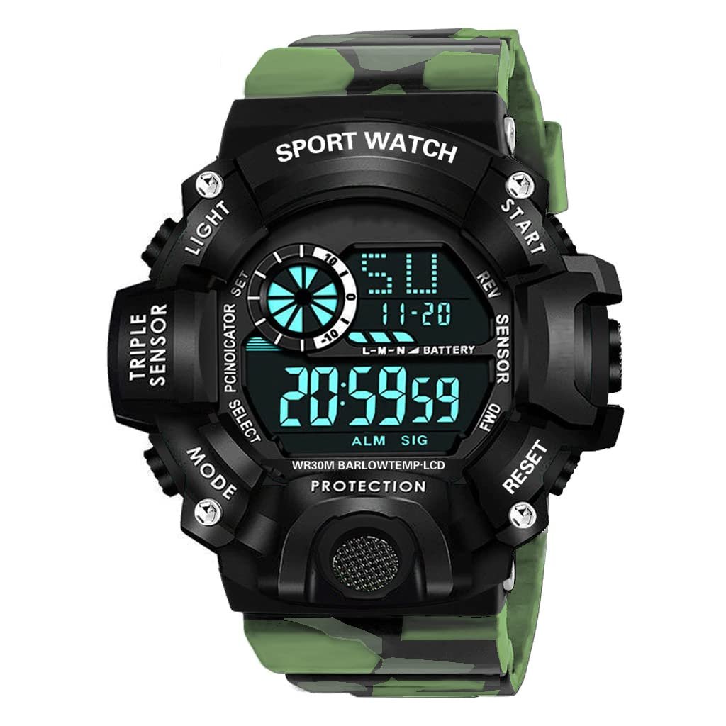 Shocknshop Digital Sports Multi Functional Black Dial Watch for Mens Boys -315RED