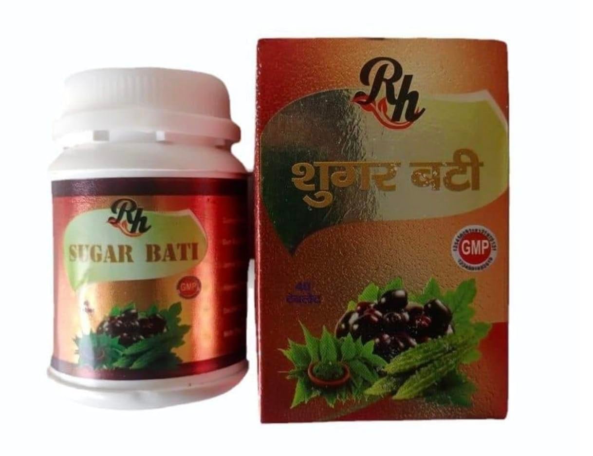 Riddhi Herbals Sugar Bati Herbal Tablets for Healthy Sugar Metabolism with Gudmar, Amla, Methi, Triphala, Karela, Jamun, Vijaysar Bark, Haldi, Neem - 40 Tablets