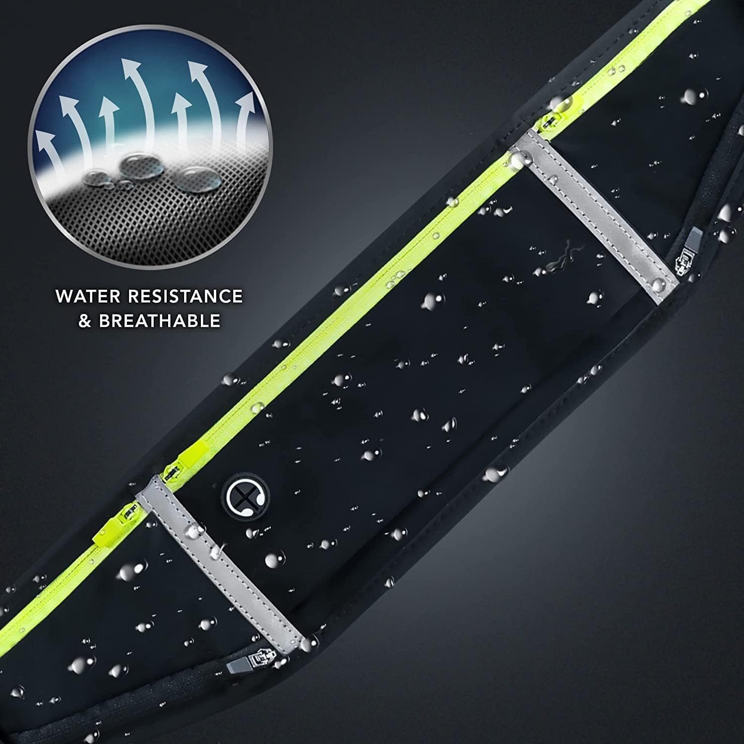 Running Waist Belt for Women & Men, Sweat & Rainproof Phone Holder with Adjustable Strap & 3 Pockets, Headphone Hole Waist Bag for Phones, Keys, Cards Sports, Yoga, Workout & Outdoor (Black)