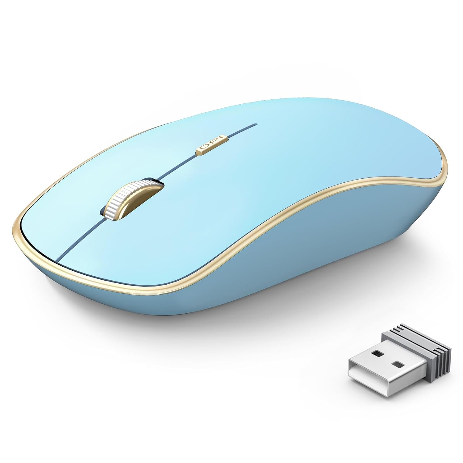 J JOYACCESS Wireless Mouse for Laptop, Portable Computer Mouse Wireless with 5 Adjustable DPI Levels, Silent Mouse for Notebook, MacBook, Chromebook, PC (Blue)