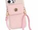 SPARKUP iPhone Cover with Quilted Card Holder Wallet & Crossbody Strap | Soft Silicone Protective Back Case | Detachable Shoulder Lanyard Stylish Phone Cover for Girls & Women (iPhone 12 Pro)