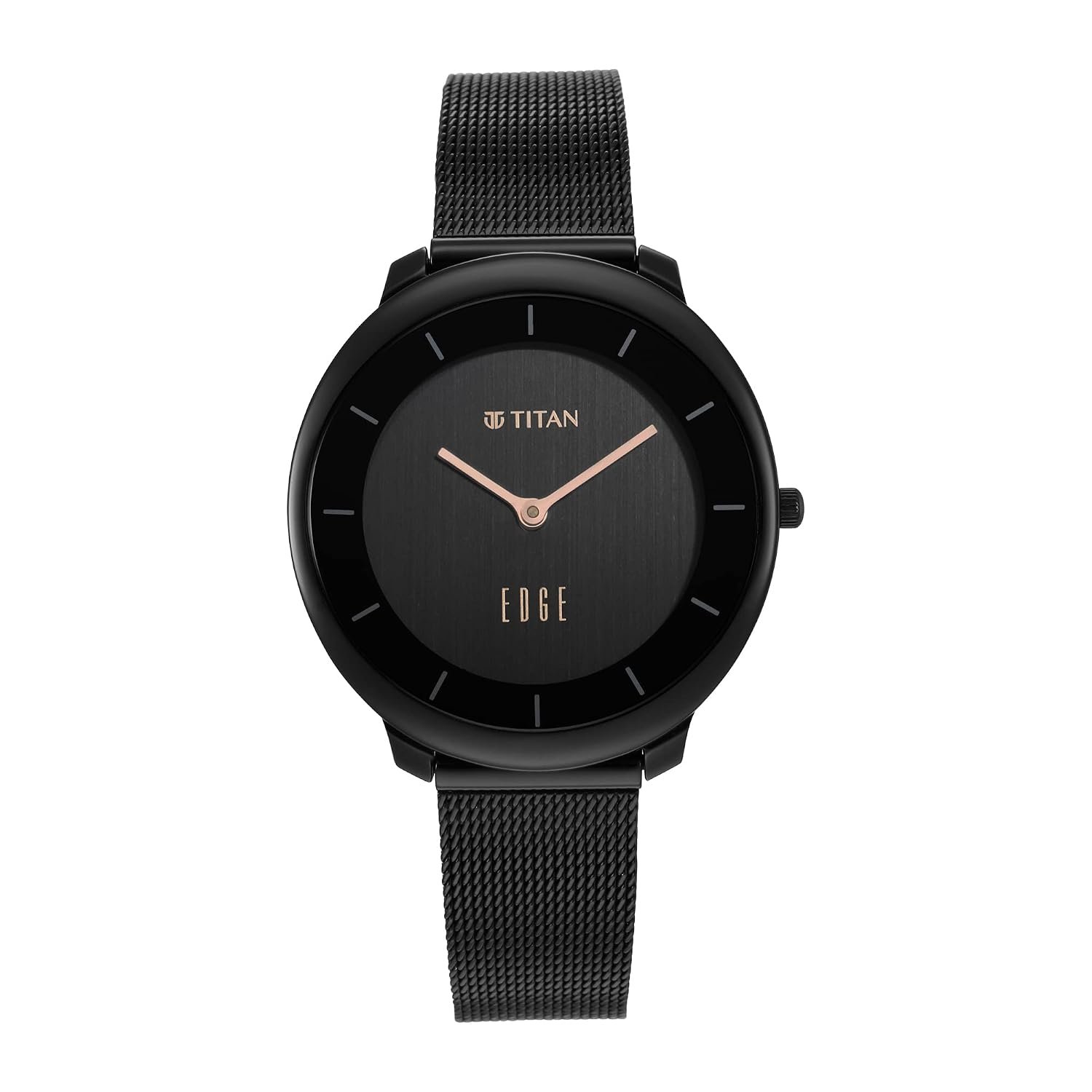 Titan Edge Black Dial Analog Stainless Steel Strap Watch for Women-NS2677NM01/NT2677NM01
