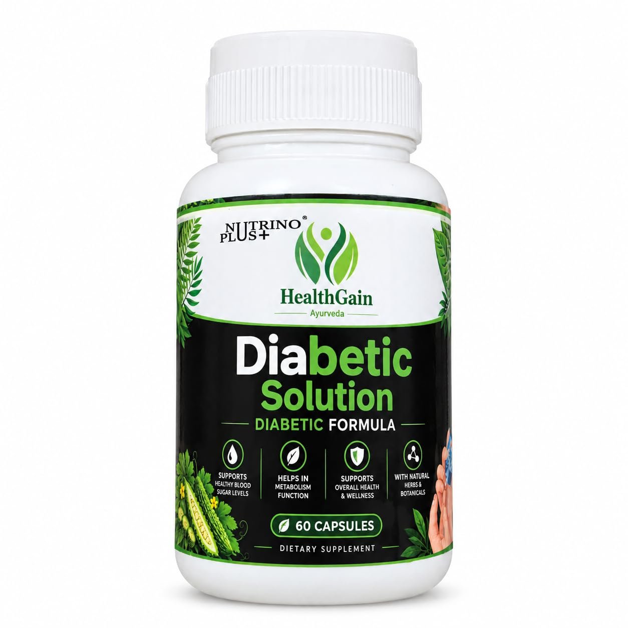 Diabetic Solution Capsules | Ayurvedic Herbal Dietary Supplement | Daily Blood Sugar Wellness & Metabolism Support | Natural Herbs & Botanical Formula | Diabetes Care Nutrition | 60 Capsules