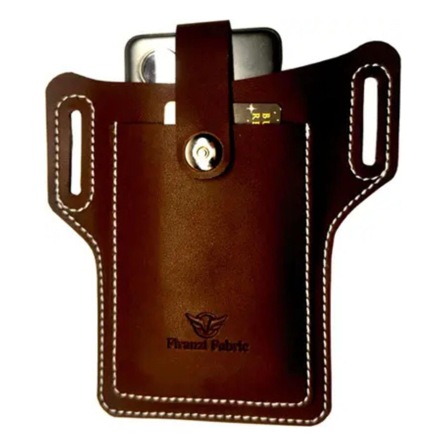 Luppi Phone Belt Holder for Men & Women PU Luppi Leather Belt Phone Pouch Cell & Card Holder (Brown)
