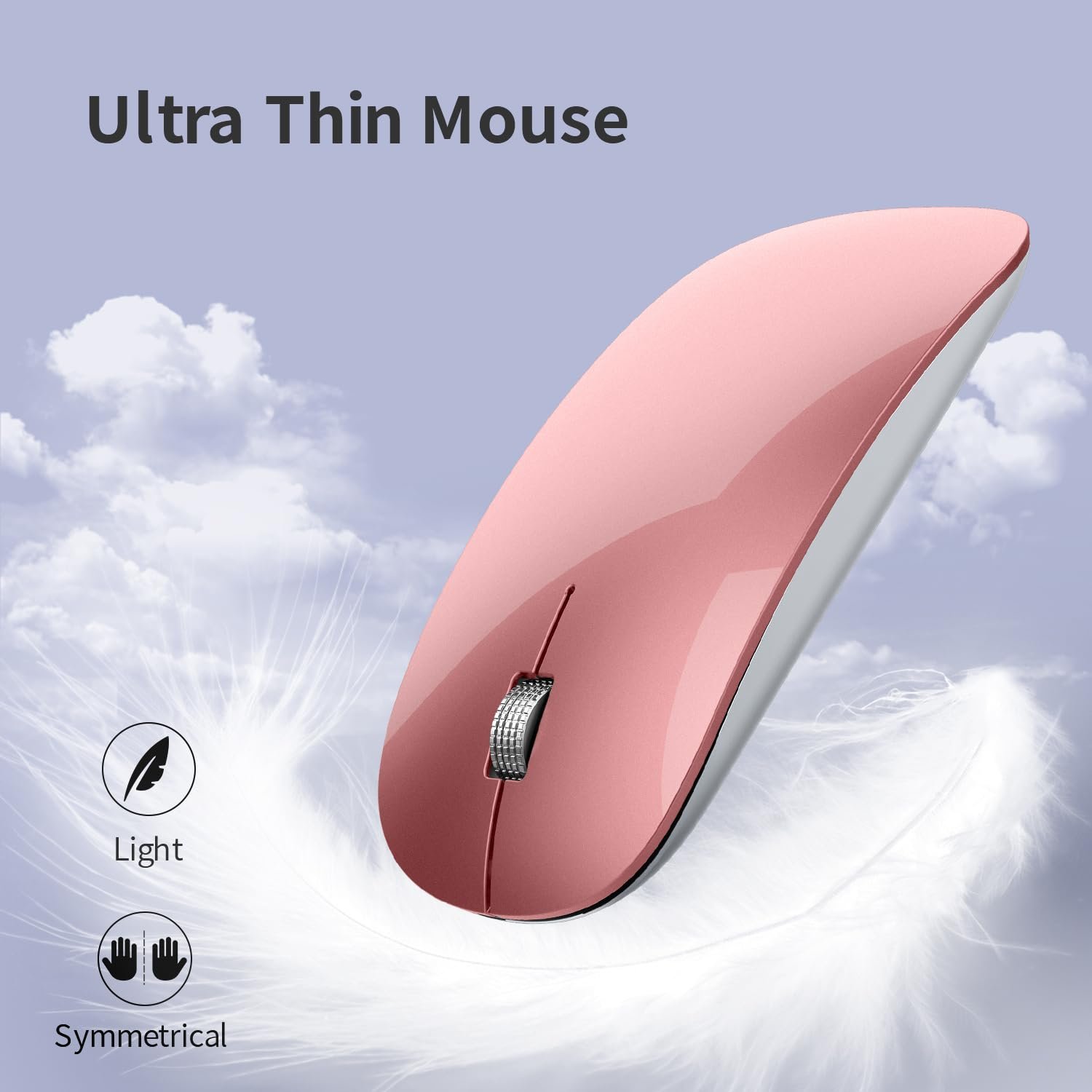 Offbeat - Atom Dual Bluetooth 5.1+5.1 & 2.4Ghz Wireless, Type-C Rechargeable Silent Click Mouse, Triple Device connectivity Windows, Mac, iOS, Android(Rose Gold)