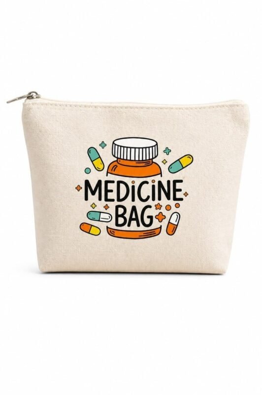Sentoni Canvas Medicine Bag with Zipper, Travel First Aid Pouch, Daily Pill Organiser (Pack Of 1PCS)