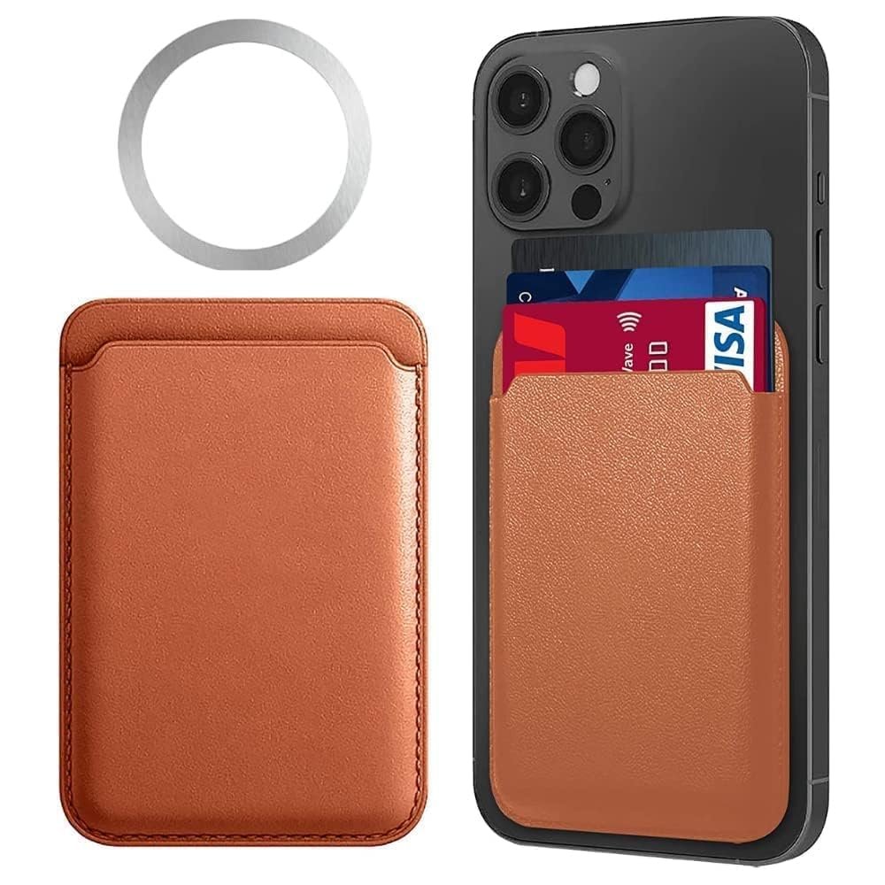 Crysendo Leather Phone Wallet Card Holder, for iPhone and Android, Brown