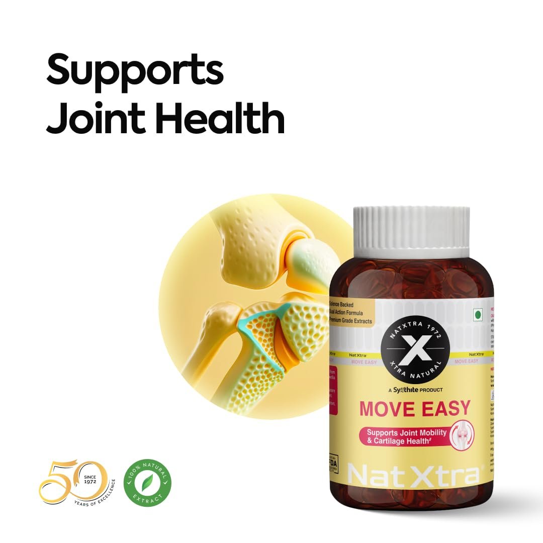 NatXtra Move Easy | Joint Wellness Supplement | Turmeric & Boswellia Extract | Supports Joint Health & Flexibility | 60 Vegetarian Capsules