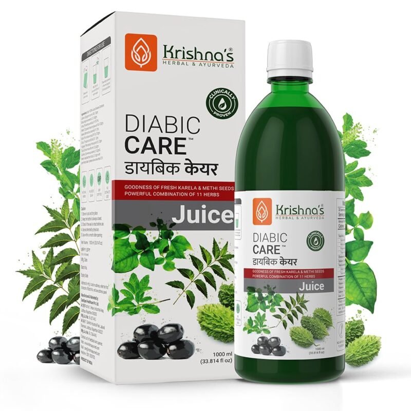 Krishna's Diabic Care Juice - 1000 ml | Blend of 11 herbs Methi, Amla, Karela, Jamun, Kutki, Guduchi & 5 other herbs to manage sugar levels | Made in India, Clinically Proven