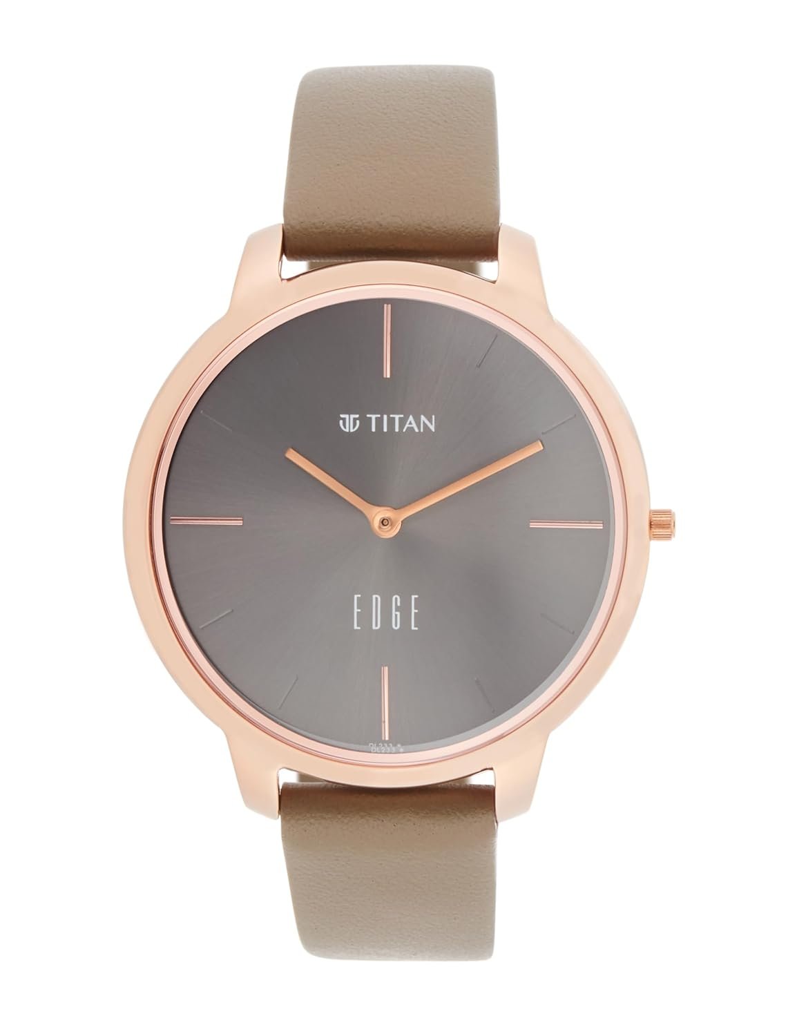 Titan Edge Quartz Analog Grey Dial Brown Leather Strap Watch for Women - NT2654WL01