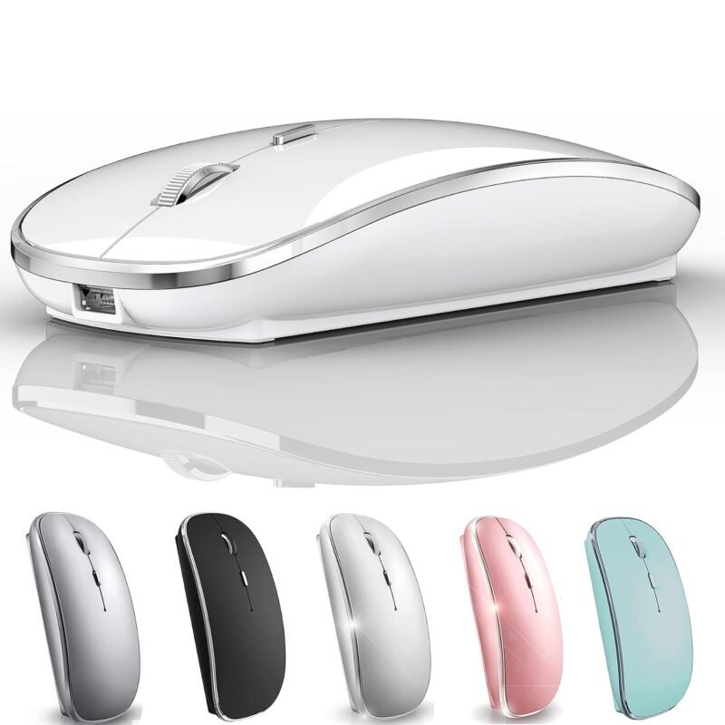Wireless Bluetooth Mouse for Mac MacBook Pro MacBook Air Laptop iMac iPad/Pro/Air Chromebook PC Win8/10 HP DELL (White 2)