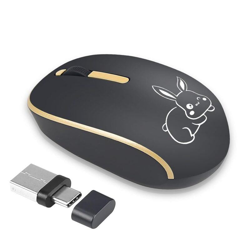 USB C Wireless Mouse - Dual Interface Silent 2.4G Wireless Mouse for Laptop, MacBook, and Mobile Devices with USB/Type C Receiver, 10m Range, Comfortable Design