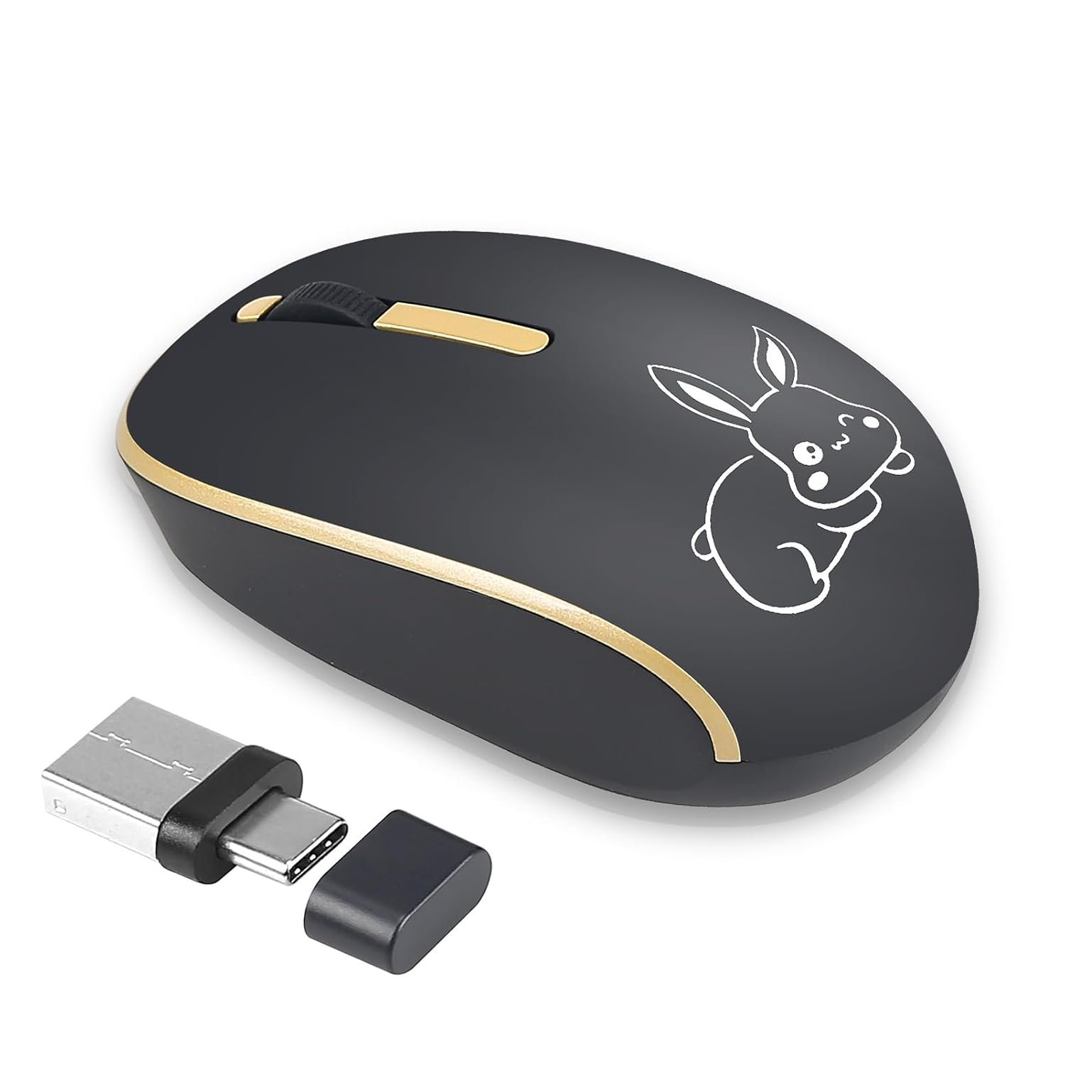 USB C Wireless Mouse - Dual Interface Silent 2.4G Wireless Mouse for Laptop, MacBook, and Mobile Devices with USB/Type C Receiver, 10m Range, Comfortable Design