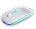 AIKOKOK Wireless Mouse, Bluetooth Mouse Rechargeable Dual Mode, Silver