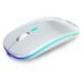 AIKOKOK Wireless Mouse, Bluetooth Mouse Rechargeable Dual Mode, Silver