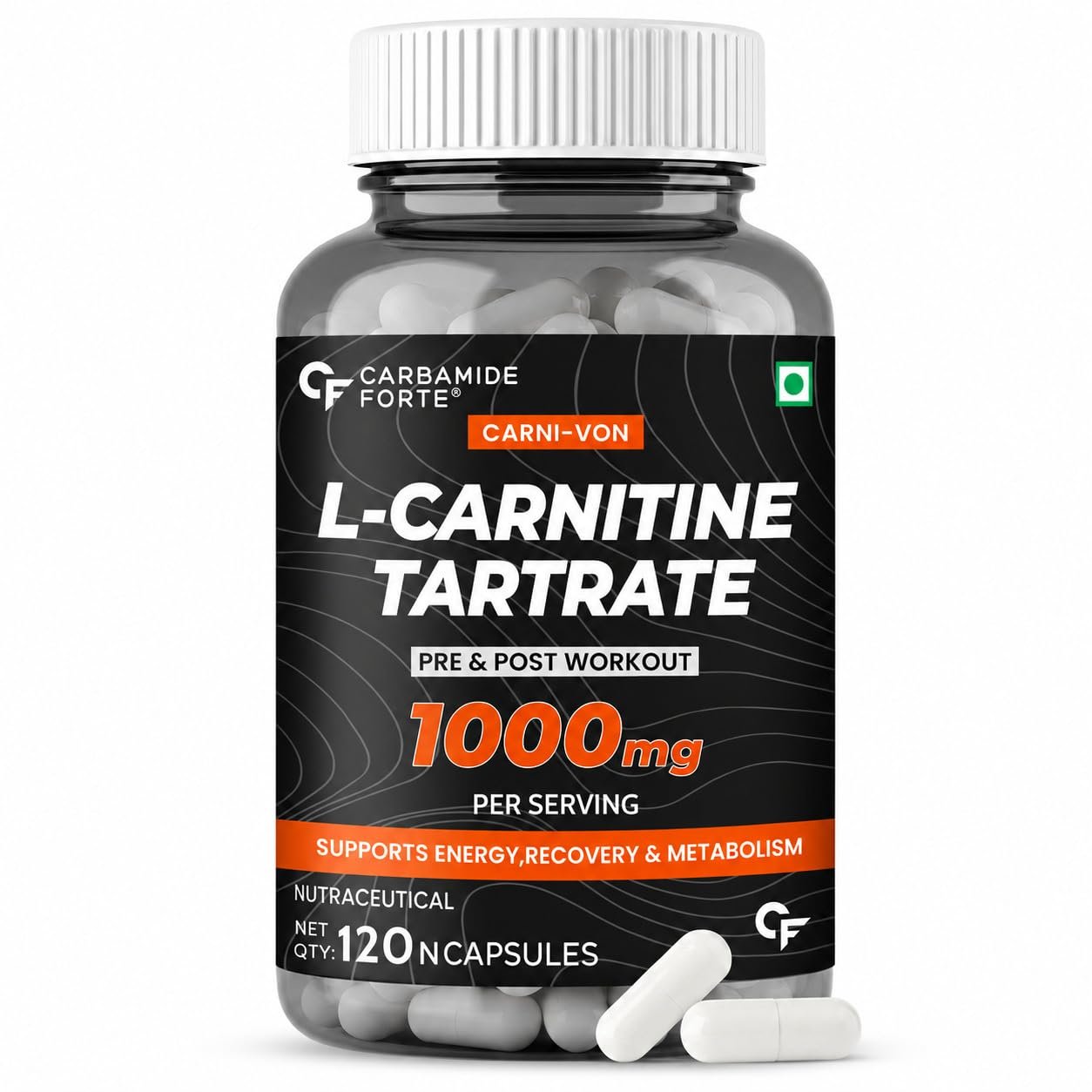 Carbamide Forte L-Carnitine Tablets For Men & Women | 120 Capsules