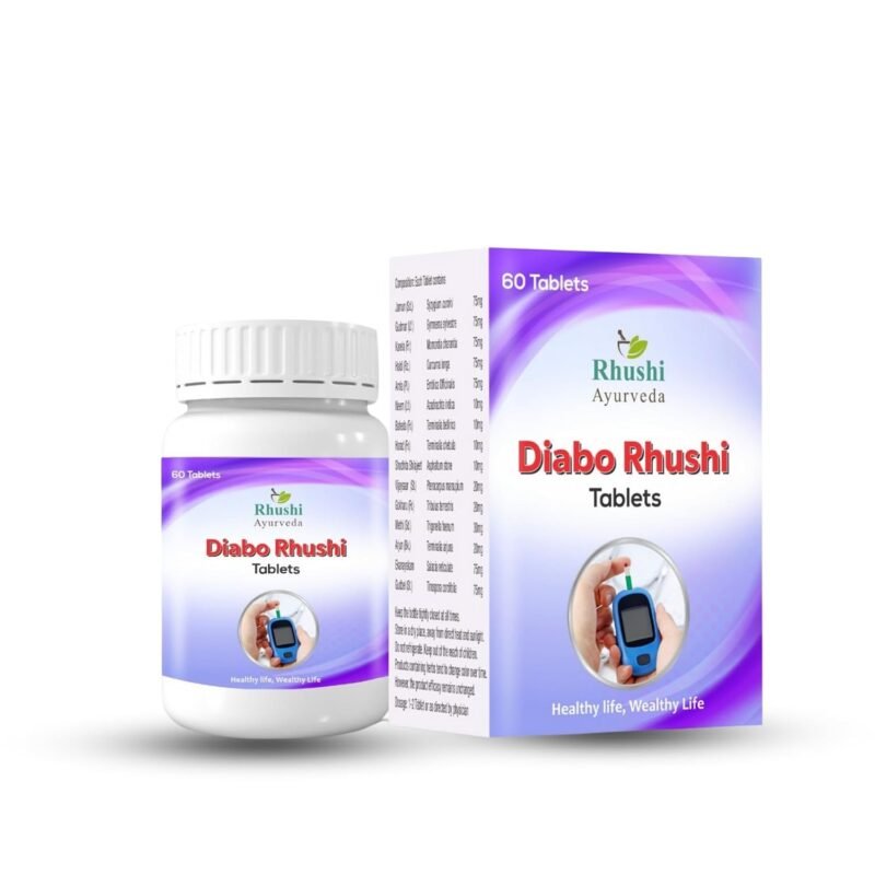 Diabo Rhushi Ayurvedic Sugar Control Tablet | 10 Herbs: Jamun, Karela, Vijaysar, Gudmar, Shilajit | Helps Manage Sugar Levels | 60 Tablets