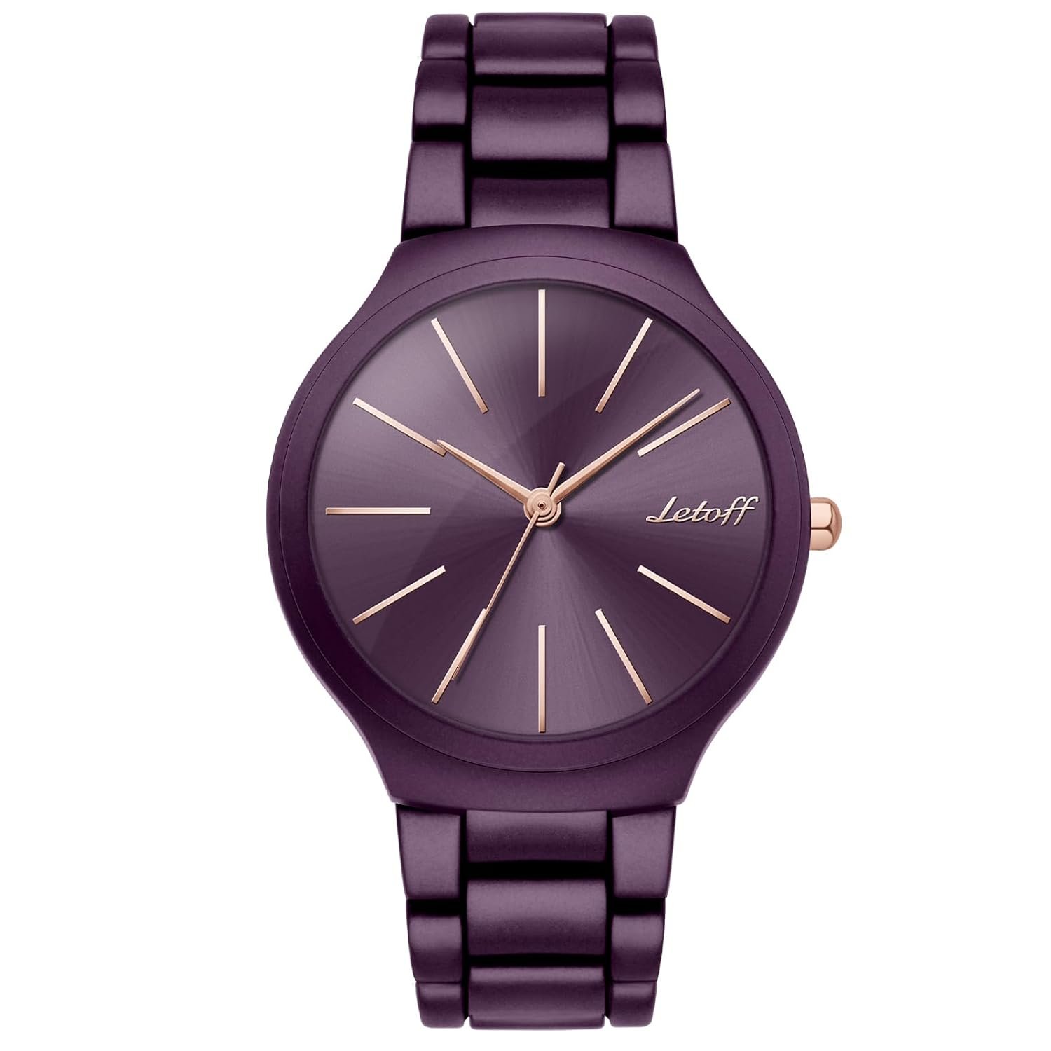 Letoff Women's Wrist Watch, Big Dial Metal Strap, 100 ft Waterproof, Multicolor Casual Fashion Watch