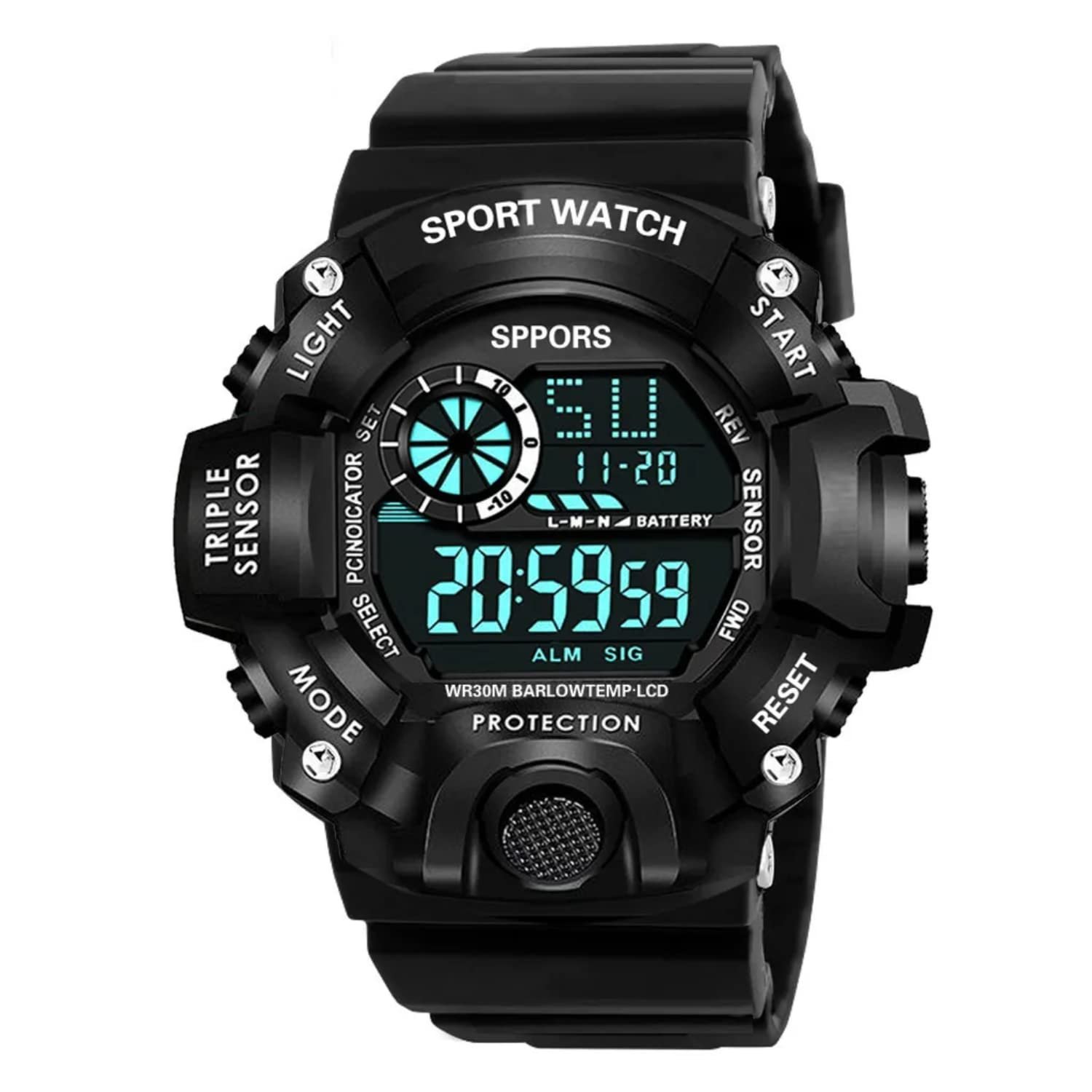ON TIME OCTUS Digital Sports Multi-Functional Boy's and Men's Watch DIGI-025 (Black Dial Black Strap)