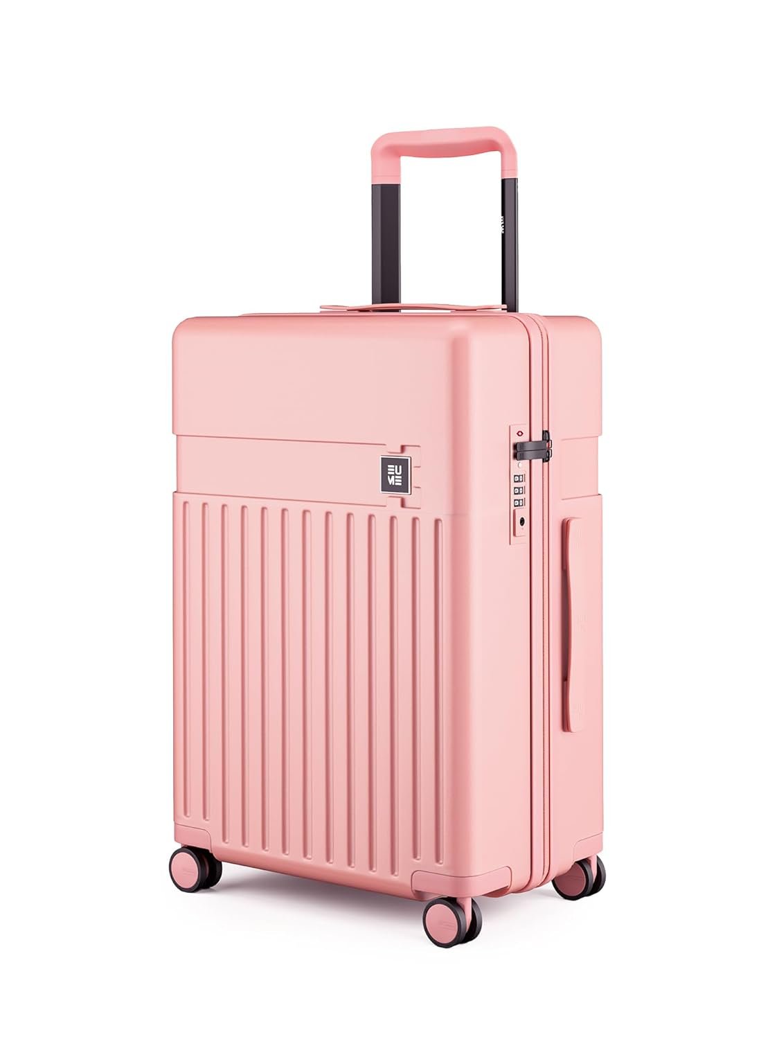 EUME Classic Check-in Trolley Bag Medium Size for Travel 65 Cm Pink Blaze | Polycarbonate (PC) 8 Hinomoto Wheels Suitcase | Travel Bags for Luggage Trolley