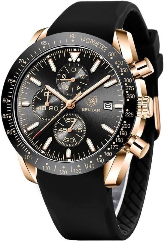BENYAR Men's Luxury Chronograph Watch – Business, Casual | Quartz Movement with Date Display | Stylish Wristwatch | Gift for Men