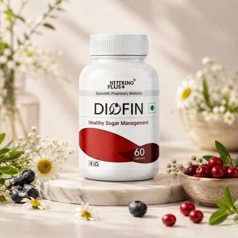 Diofin Ayurvedic Capsules for Healthy Sugar Management | 60 Capsules — 30 Day Supply | Gudmar, Karela, Haridra, Methi, Neem & Chirayata | Natural Blood Sugar Support | GMP Certified