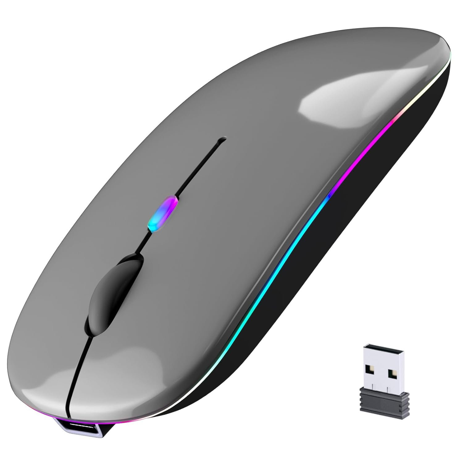Afaartcci Rechargeable Wireless Mouse, Silent Bluetooth Mouse (Grey)