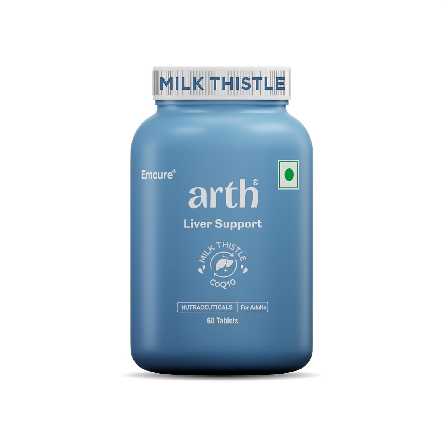 Arth Liver Health Supplement | With Milk Thistle (Silymarin 600mg), CoQ10, Vitamin C & E | Helps in Fatty Liver Management & Digestion | Anti-inflammatory & Antioxidant Support | For Men & Women | 60 Veg Tablets