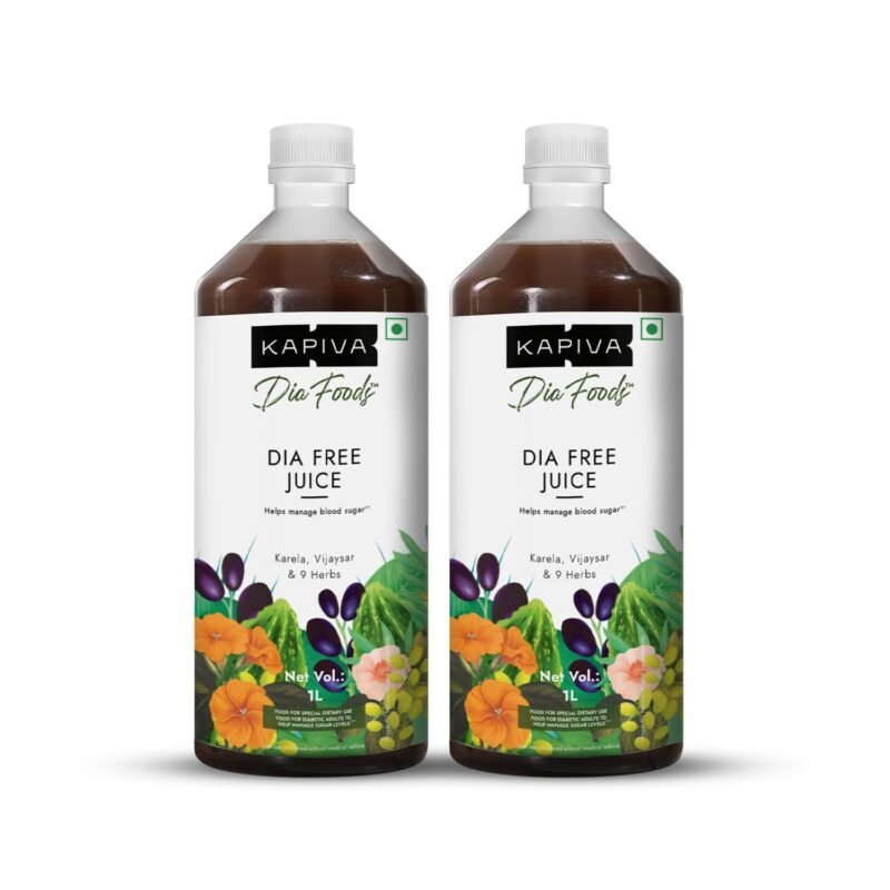 Kapiva Dia Free Juice, 1L | Clinically Proven Diabetic care | Amla, Karela, Jamun, Guduchi & 7 More (Pack of 2)