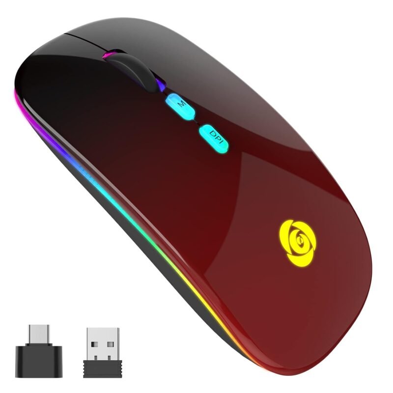 CC Store Wireless Mouse for Laptop,USB-C Rechargeable with Dual Connection