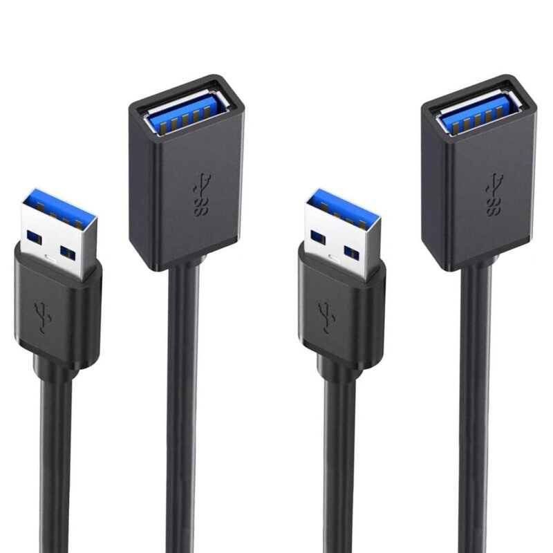 （2 Pack） 1.65FT USB 3.0 Extension Cables Type A Male and Female Extension Cables can Withstand Fast Data Transfer and are Compatible with Keyboards, mice, Hard Disk Drives, USB hubs, and More