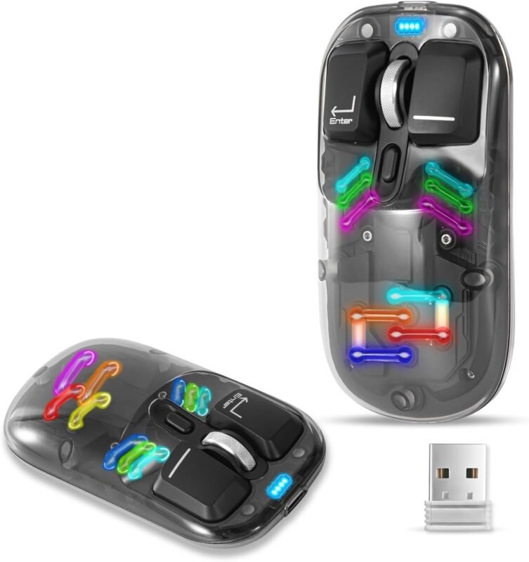 NEWCARE Wireless Mouse Tri-Mode 2.4GHz/BT5.0/BT5.0Bluetooth Silent Rechargeable Mouse with USB Receiver and Type-C Adapter Mouse for Laptop,PC,MacBook,Chromebook,Pad,Tablet AE-01276KM (Black)