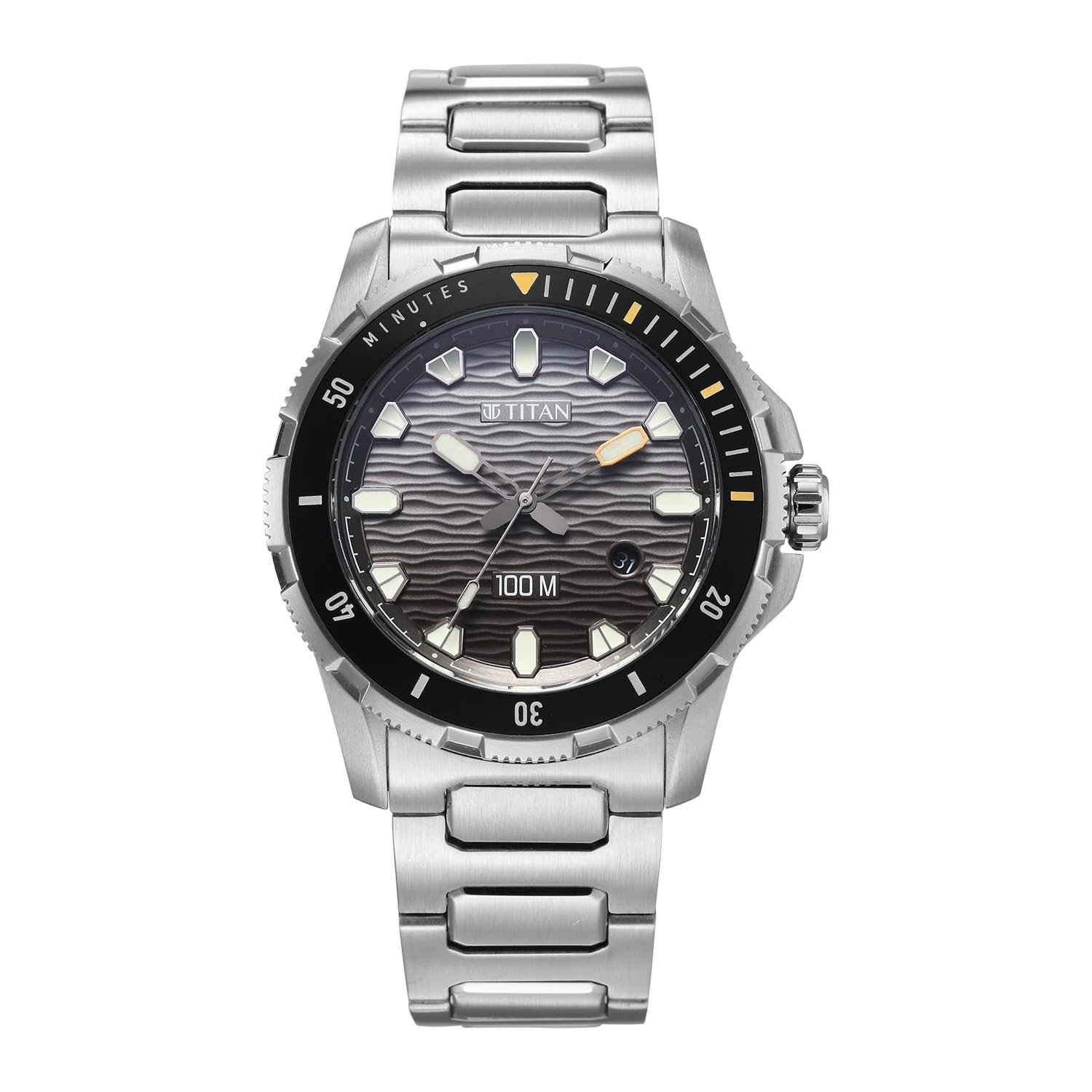 Titan Zero Hour Diver's 100m Analog with Black Dial Silver Stainless Steel Strap Watch for Men - 10067KM01