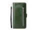 KASEQUE Compatible with Apple iPhone 16e Vegan Leather Wallet Flip Phone Case, Card Holder and Stand (Zipper Green)