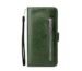 KASEQUE Compatible with Apple iPhone 16e Vegan Leather Wallet Flip Phone Case, Card Holder and Stand (Zipper Green)