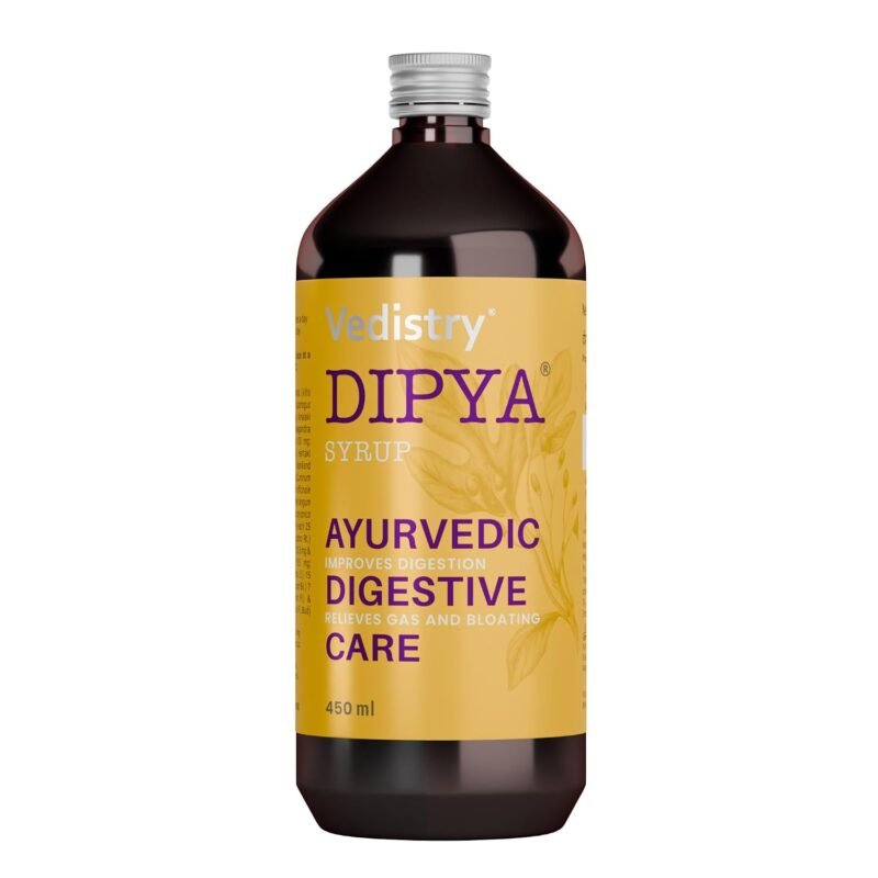 Dipya Ayurvedic Digestive Syrup | Digestive Enzyme Supplement Support for Indigestion, Gas, Bloating, Heartburn, Acidity & Post-Meal Heaviness | Antacid & Gut Cleanse Tonic for Gut Health & Abdominal Discomfort | Clinically Proven to give relief in 4 weeks - 450 ml (Pack of 1)