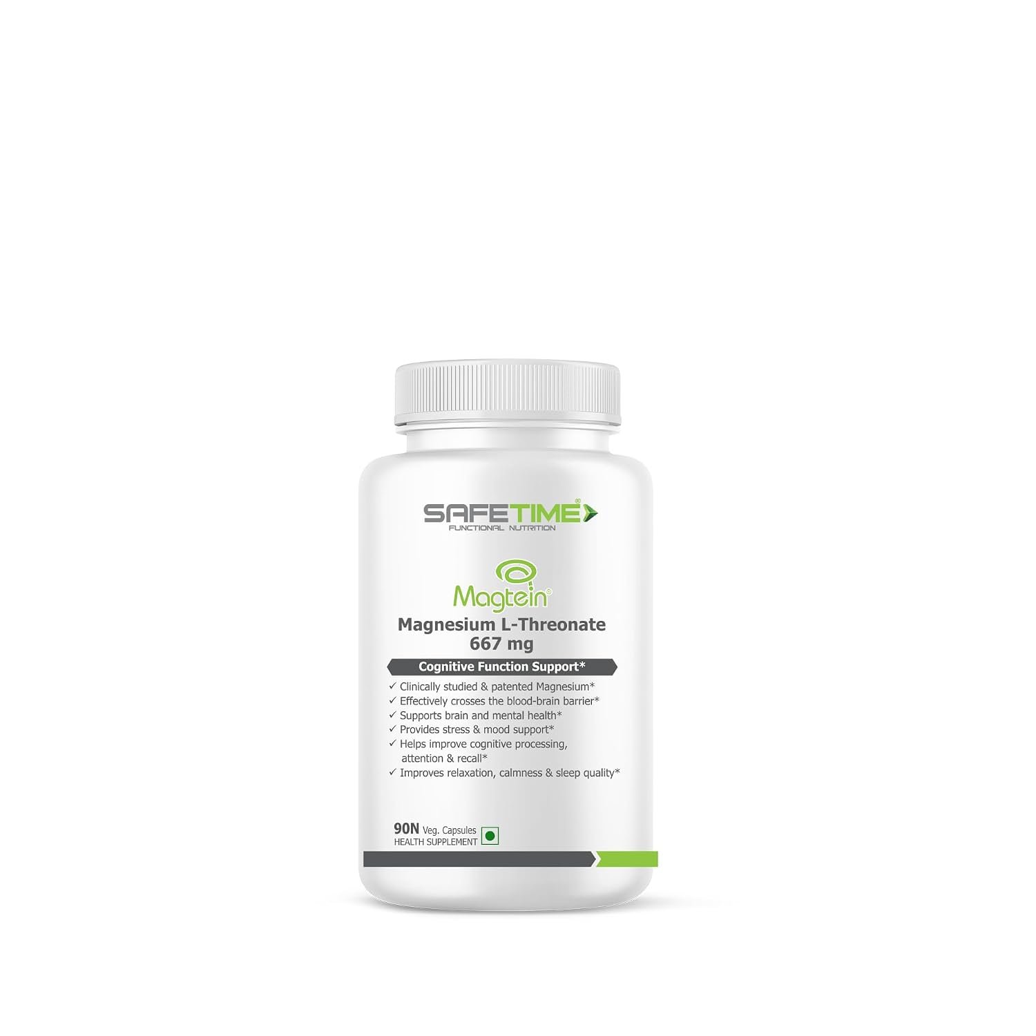 Functional Nutrition MAGTEIN Magnesium L Threonate Cognitive Function & Brain Health Support (90 Veg Capsules)