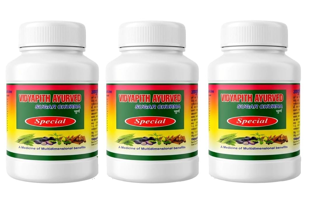 Vidyapith Ayurved Sugar Churna Helpful in Diabetes, Ayurvedic Powder, 100g each pack of 3