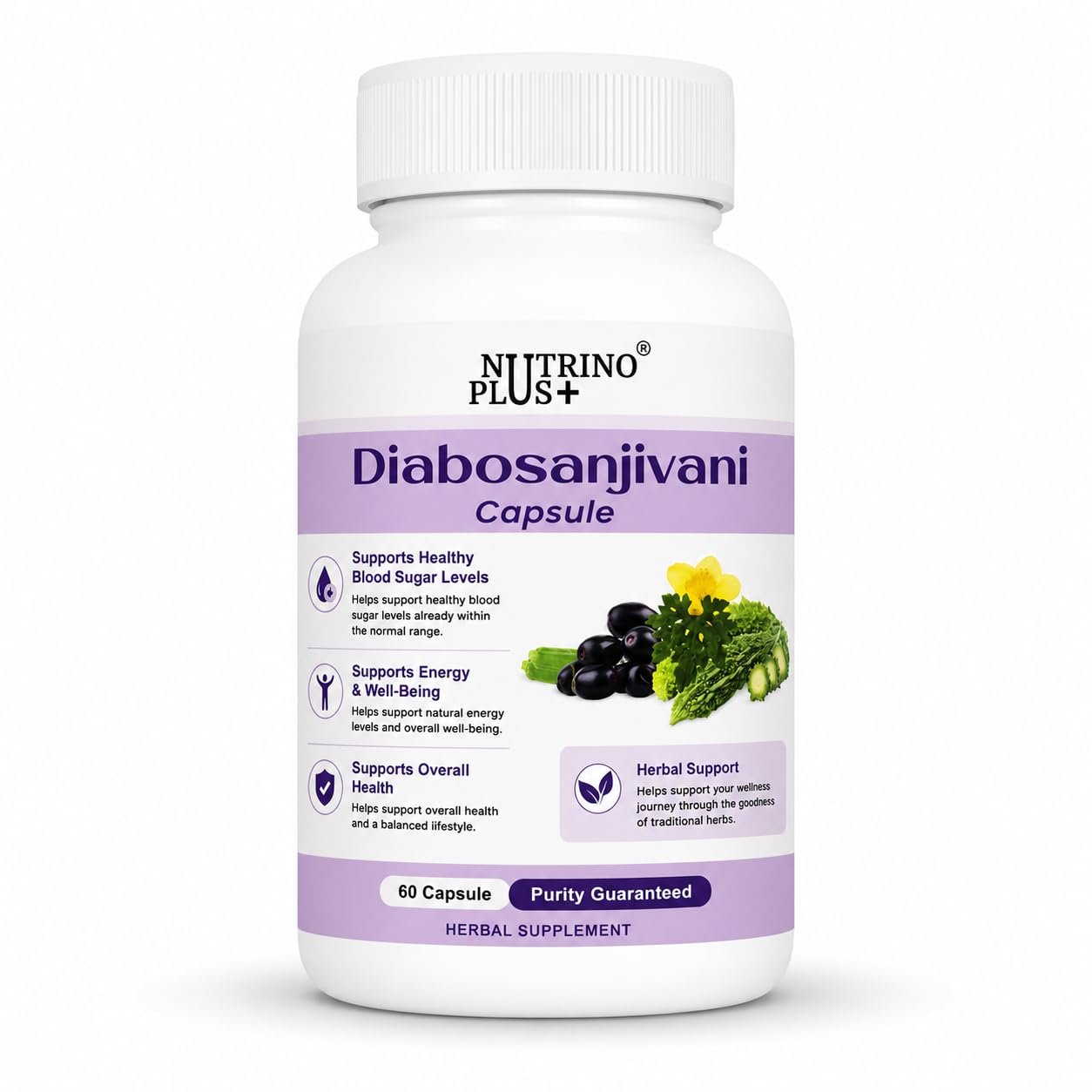 Diabosanjivani Herbal Capsules for Sugar Balance Support | Ayurvedic Wellness Supplement | Supports Energy, Metabolism & Overall Health | 60 Capsules Gluco Shild