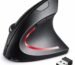 Ergonomic Mouse, Bluetooth and 2.4G Dual Mode Rechargeable Wireless Vertical Mouse, 800/1200/1600 Adjustable DPI, Quiet Clicks,6 Buttons,2.4GHz USB-A Optical Mice for Laptop/MacBook/PC/Desktop-Black