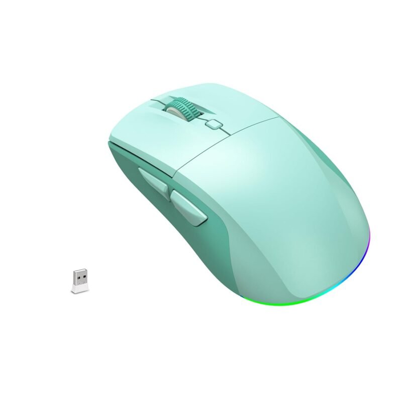 LeadsaiL Rechargeable Bluetooth Wireless Mouse, Dual Mode (Bluetooth + 2.4G USB) Computer Mouse with Side Buttons, Adjustable DPI 800-4000, Compatible with MacBook, Windows Computers/Laptop-Mint