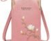 Women Sling Cross Body Wallet with Mobile Cell Phone Holder Pouch Pocket Purse Sling Bag Mini Shoulder Bags Clutch Bag with Card Slots Shoulder Strap for Womens (Pink)