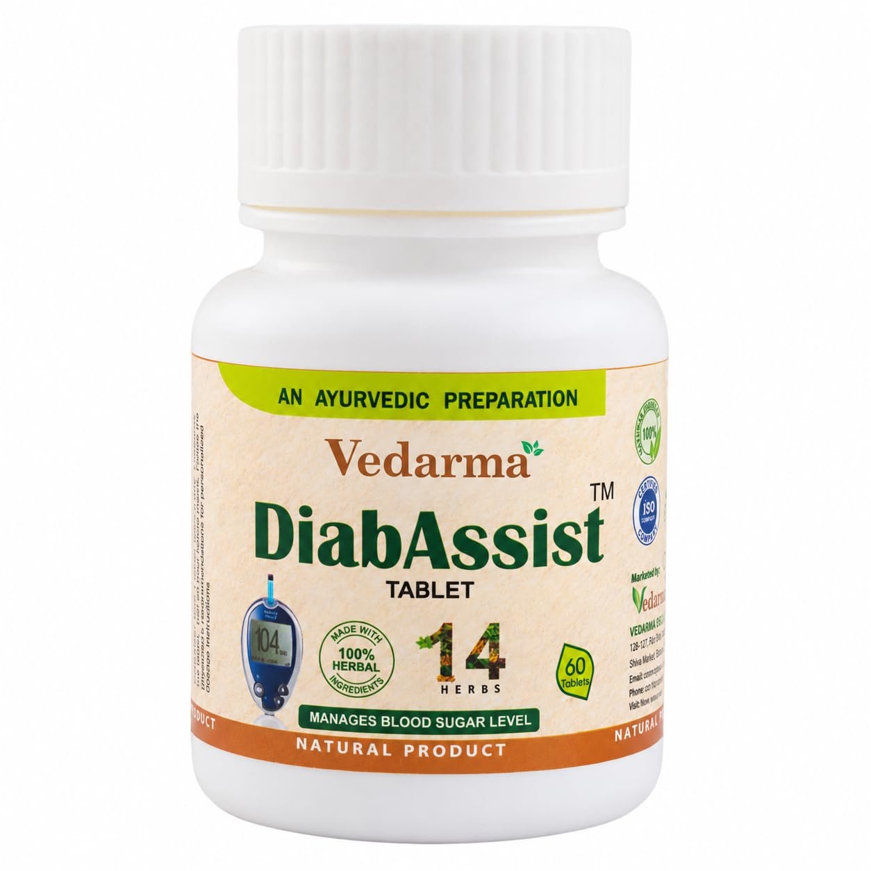 DiabAssist Tablet | Ayurvedic Diabetic Care Formula for Blood Sugar Management | Helps Maintain Blood Sugar Level | Energy Boost with Natural Herbs | 60 Tablets